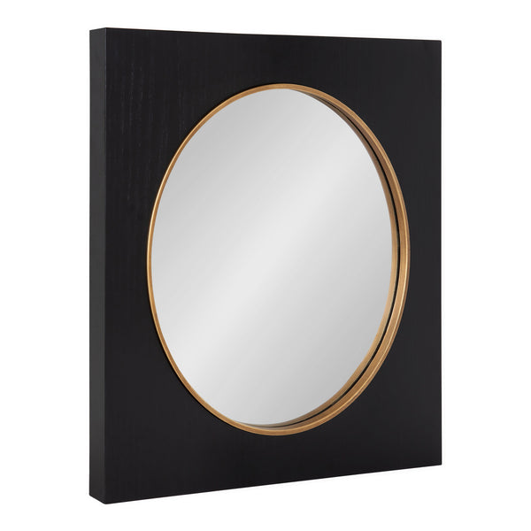 23 X 1.5 X Black Polished Gold Glass Small Round Mirror – English Elm