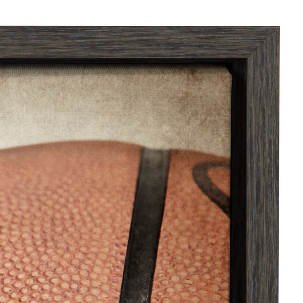 DesignOvation Sylvie Vintage Basketball Quarter Sport Print Framed Canvas  Wall Art By Shawn St. Peter, 18x24 Dark Grey, Traditional Classic Wall Decor  – kateandlaurel