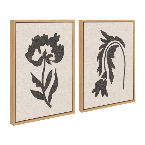Kate and Laurel Sylvie Scandi Botanical and Neutral Textured Linen Framed  Canvas Wall Art Set by The Creative Bunch Studio, Piece Set 18x24  Natural, Simple Abstract Floral Art for Wall – kateandlaurel