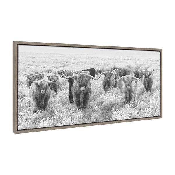 Kate and Laurel Sylvie Herd of Highland Cows BW Framed Canvas Wall Art by  The Creative Bunch Studio, 31.5x42 Gray, Rustic Animal Wall Art Decor –  kateandlaurel