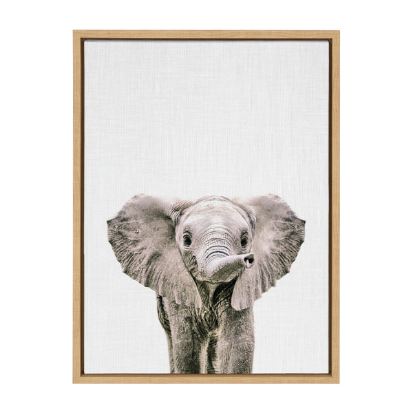 Kate and Laurel Sylvie Baby Elephant Color Framed Canvas Wall Art by Simon  Te of Tai Prints, 18x24 Natural, Colorful Animal Art Wall Décor –  kateandlaurel