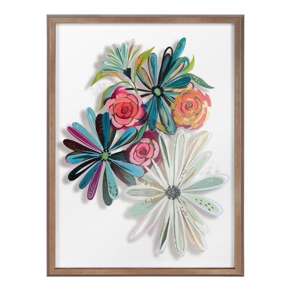 Kate and Laurel Blake Flowers on Glass Whole Flowers Framed Printed Glass Wall  Art by Jessi Raulet of Ettavee, 18x24 Gold, Beautiful Modern Glass Wall Art  For Home – kateandlaurel