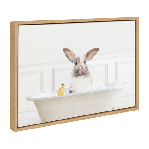 Sylvie Bunny In Bubble Bath Neutral Style Framed Canvas by Amy Peterson Art Studio