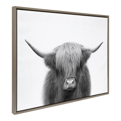 Sylvie Hey Dude Highland Cow Framed Canvas by The Creative Bunch Studio