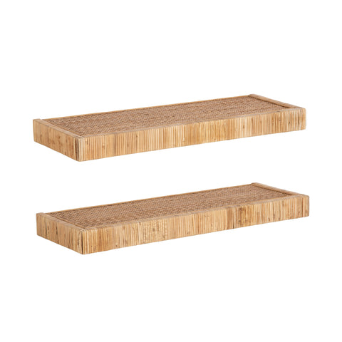 Rahmati 2pc Rattan Floating Shelves