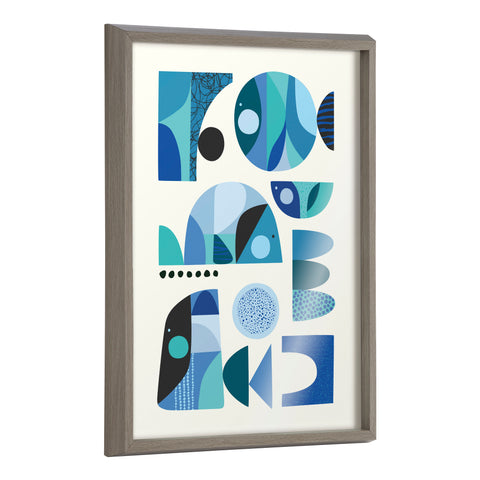 Blake Mid Century Fish Blue Framed Printed Glass by Rachel Lee of My Dream Wall