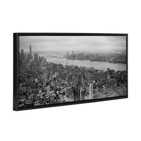 Sylvie Beaded New York No 1 Black and White Framed Canvas by Crystal Lynn Collins