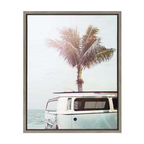 Sylvie Blue Beach Van Framed Canvas by Amy Peterson Art Studio