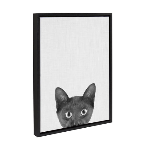 Sylvie Black Kitten Framed Canvas by Simon Te of Tai Prints