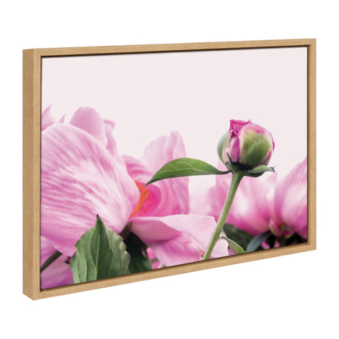 Sylvie Pink Peony Bud Framed Canvas by Stephanie Klatt