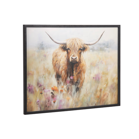 Gallery Highland Cow in a Flower Field Landscape Print by The Creative Bunch Studio