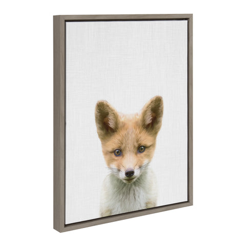 Sylvie Baby Fox Color Illustration Framed Canvas by Simon Te of Tai Prints