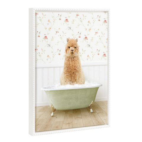 Sylvie Beaded Baby Golden Alpaca in Country Cottage Bath Framed Canvas by Amy Peterson