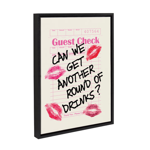 Sylvie Another Round Guest Check Framed Canvas by Alli Standefer