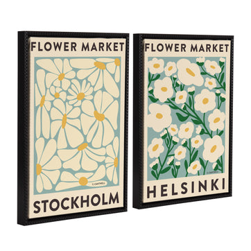 Sylvie Flower Market 1 and 2 Framed Canvas Art Set by Carrie Cantwell