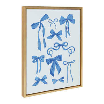 Sylvie Blue Bows Framed Canvas by Honey Island Studio