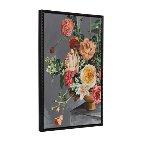 Sylvie Beaded Floral Emergence Framed Canvas by Mackenzie Nelson