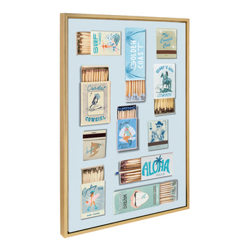 Sylvie Retro Matchbox Blue Coastal Cowgirl Framed Canvas by Honey Island Studio