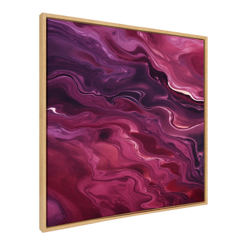 Sylvie Tonal Abstract Purple Plum Framed Canvas by The Creative Bunch Studio