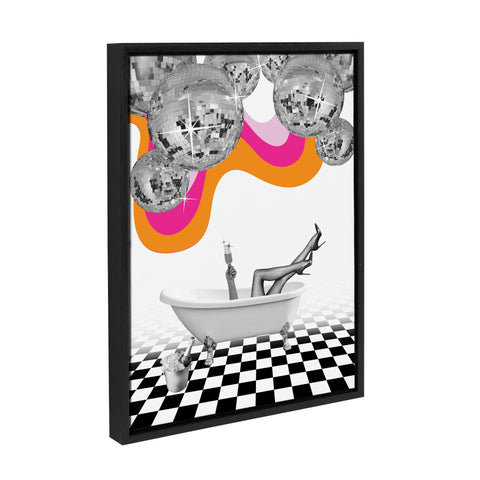 Sylvie Disco Bathtub Framed Canvas by Honey Island Studio