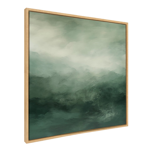 Sylvie Tonal Abstract Sage Green Framed Canvas by The Creative Bunch Studio