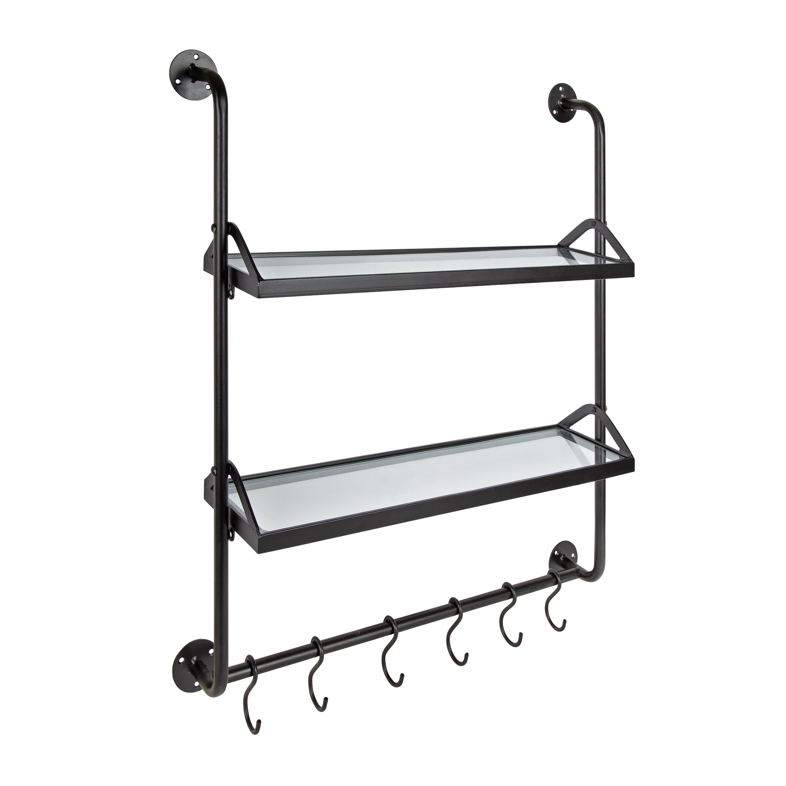Kate and Laurel Marit Modern Industrial Wall Shelf with Metal Pipe