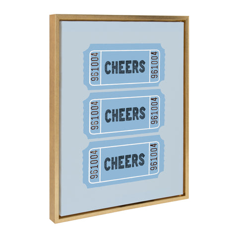 Sylvie Cheers Blue Ticket Framed Canvas by Alli Standefer