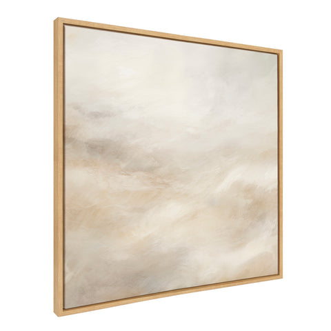 Sylvie Tonal Abstract White Beige Framed Canvas by The Creative Bunch Studio