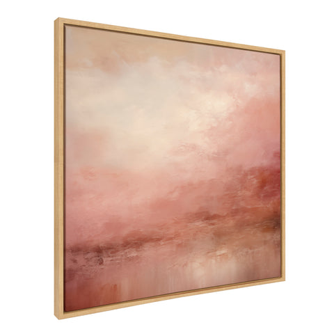 Sylvie Tonal Abstract Pink Peach Framed Canvas by The Creative Bunch Studio