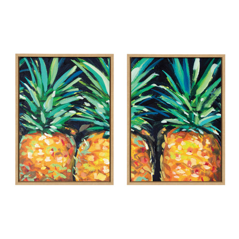 Sylvie Pineapples For Sale Left & Right Framed Canvas Art Set by Rachel Christopoulos