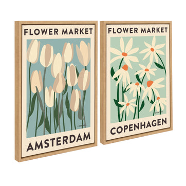 Sylvie Flower Market 3 and 4 Framed Canvas Art Set by Carrie Cantwell