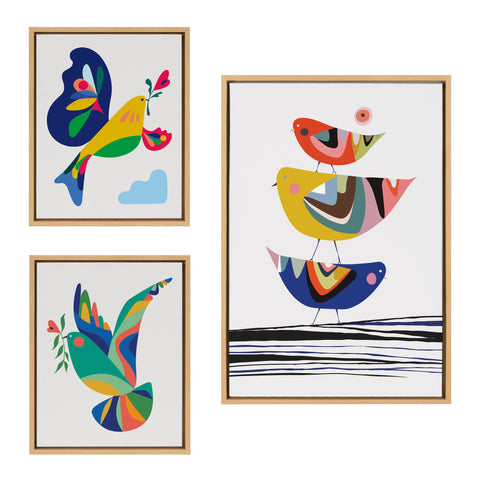 Sylvie The Family Tree, Bird of Peace and Peace Dove Framed Canvas Art Set by Rachel Lee of My Dream Wall