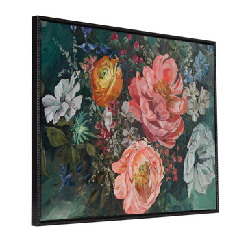 Sylvie Beaded AQ Peony Bouquet Framed Canvas by Annie Quigley