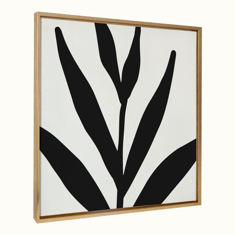 Sylvie Modern Botanical Neutral Abstract 1 Framed Canvas by The Creative Bunch Studio