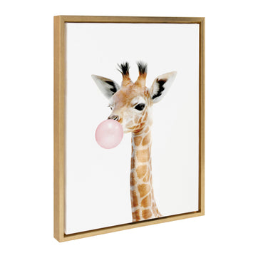 Sylvie Bubble Gum Giraffe Framed Canvas by Amy Peterson Art Studio