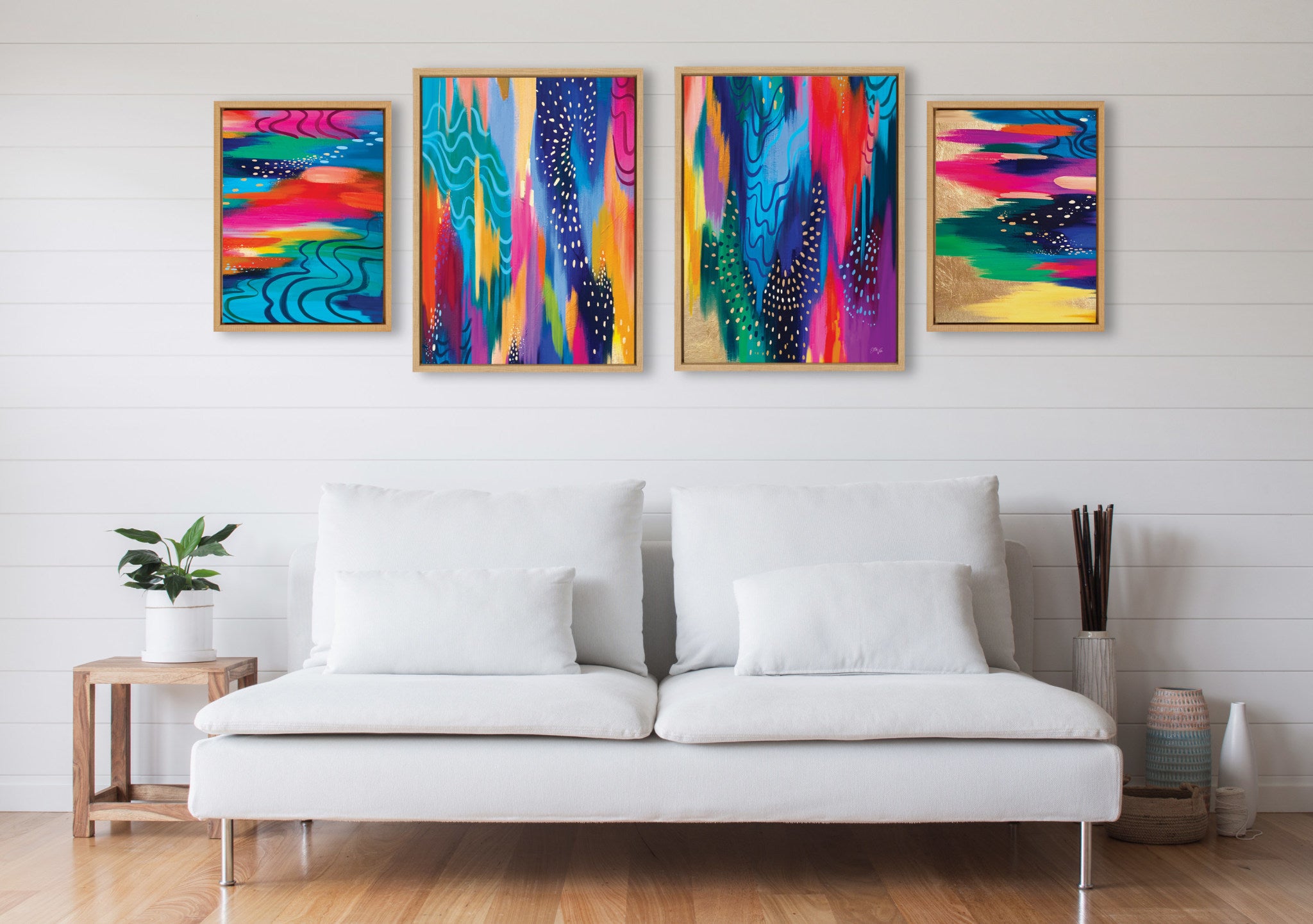 Kate and Laurel Sylvie EV Brushstroke 128 Framed Canvas Wall Art Set by ...