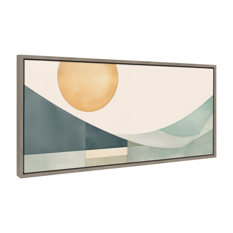 Sylvie Mid Century Modern Abstract Geometric Coastal Landscape Framed Canvas by The Creative Bunch Studio