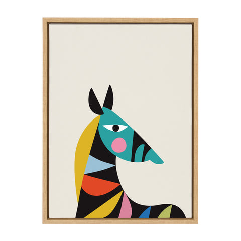 Sylvie Mid Century Modern Baby Zebra Framed Canvas by Rachel Lee of My Dream Wall