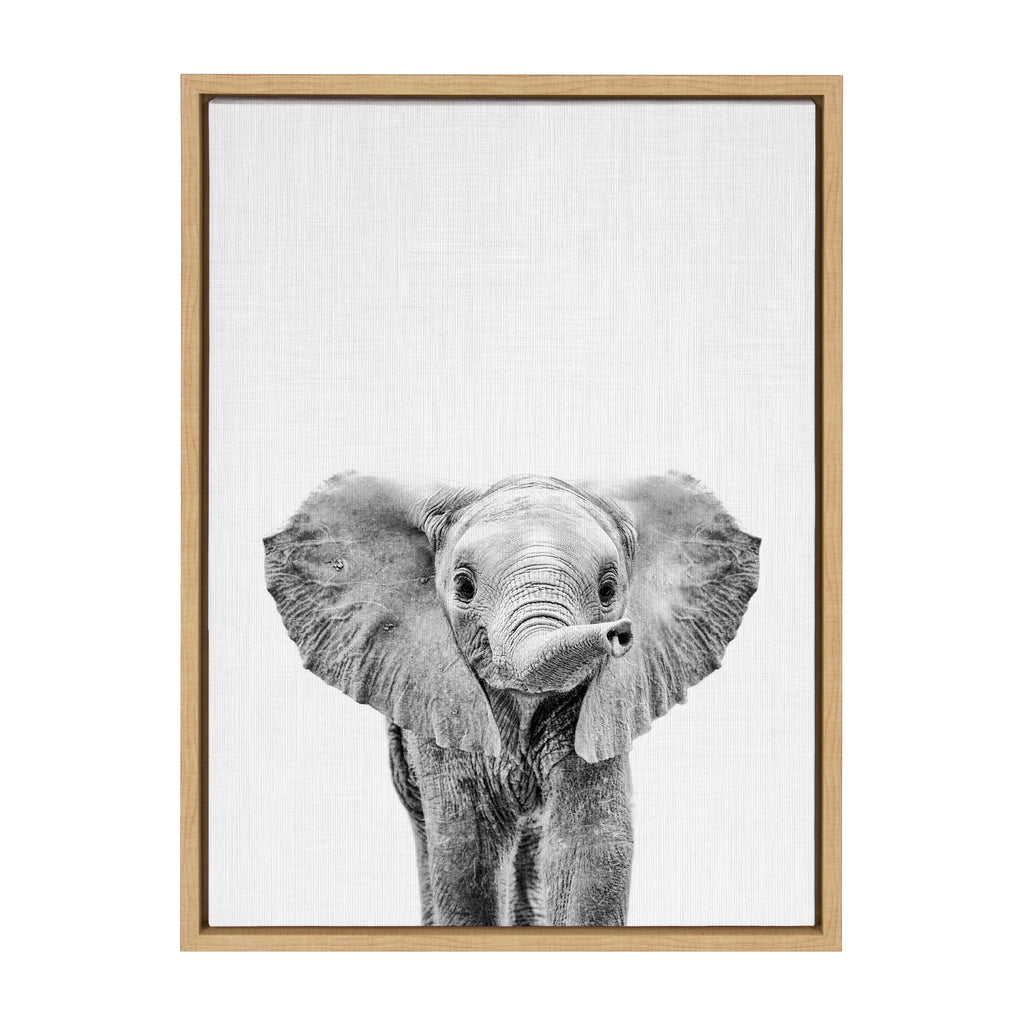 Kate and Laurel Sylvie Black and White Baby Elephant Framed Canvas Wall Art  by Simon Te Tai, 18x24 Gray, Cute Animal Home Decor for Living Room,  Bedroom, Bathroom, Or Nursery – kateandlaurel