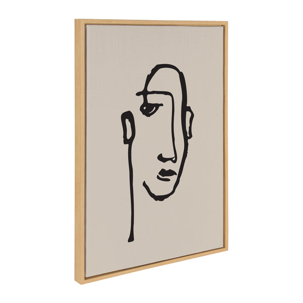 Kate and Laurel Sylvie Minimalist Neutral Line Art Drawing Face Framed ...