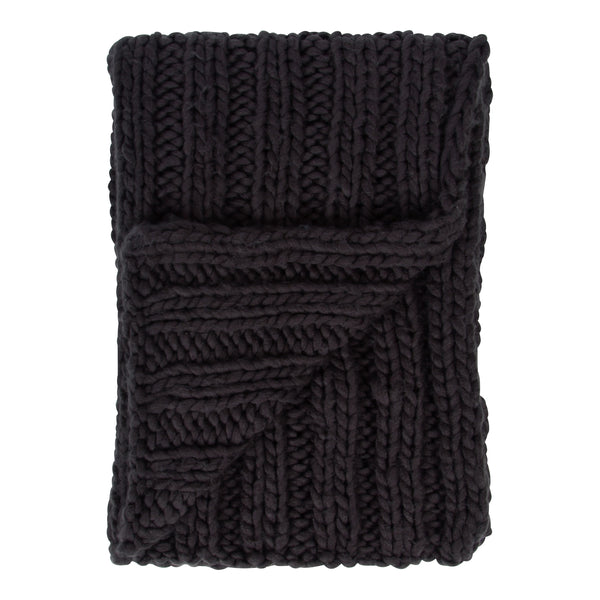 Kate and Laurel Chunky Knit Throw Blanket, 60 x 50-inches, Black ...