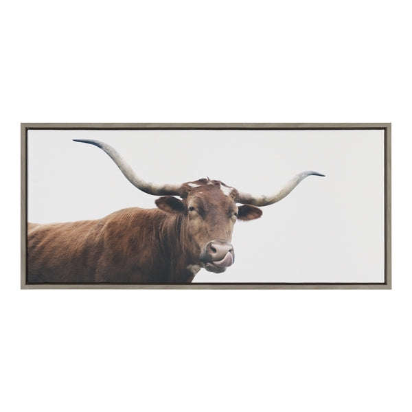 Kate and Laurel Sylvie Texas Longhorn Cow Lick Framed Canvas Wall Art ...
