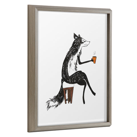 Blake Fox Orange Coffee Cup Framed Printed Glass by Viola Kreczmer