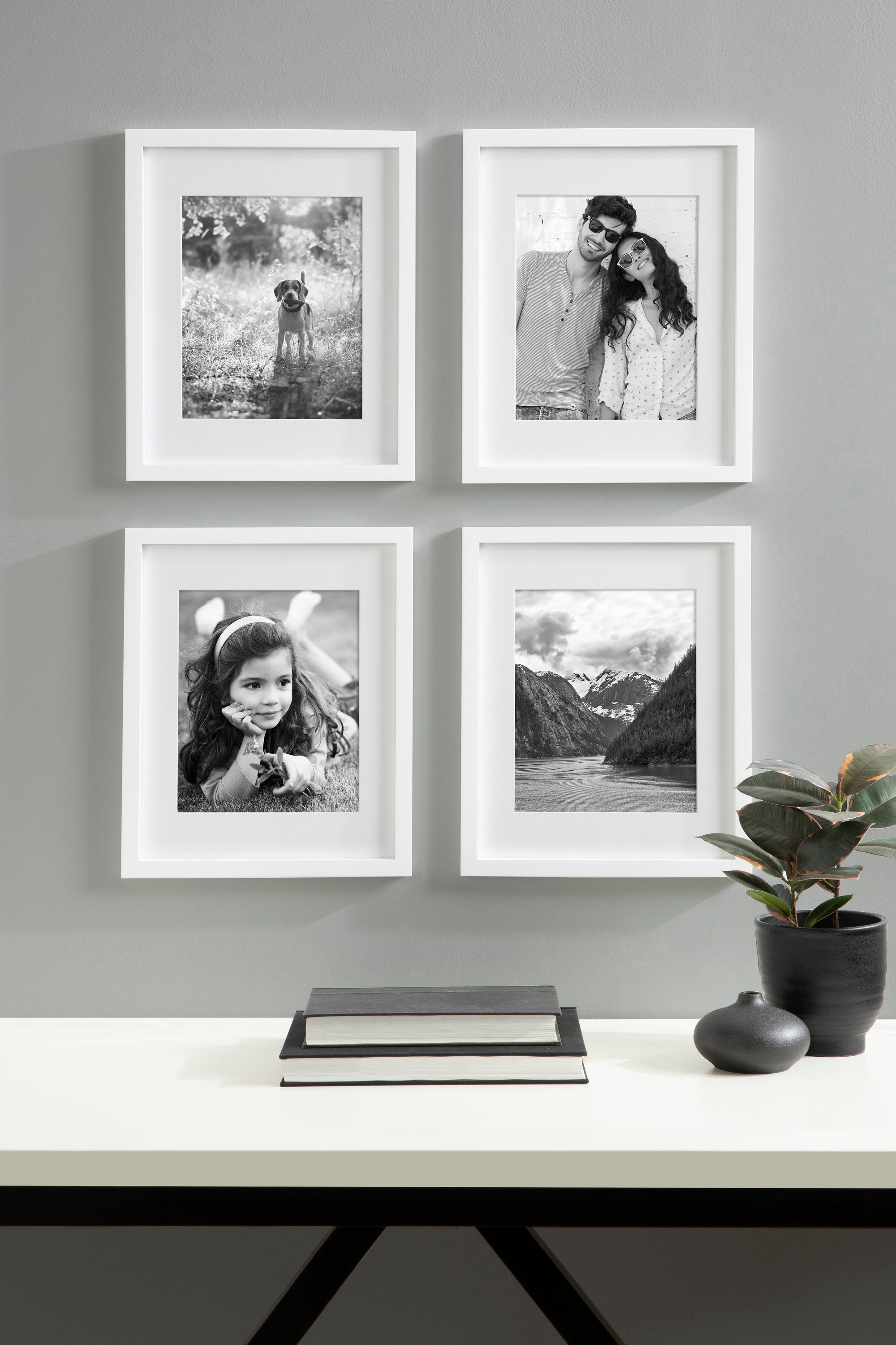SEEDLING PHOTO FRAME 11x14 Picture Frame Set of 4, Display Pictures 8x10  with Mat or 11x14 Without mat,Wall Natural Wood Picture Frames  11x14(Natural