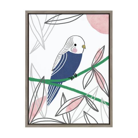 Sylvie Dreamy Parakeet Framed Canvas by Teju Reval of SnazzyHues