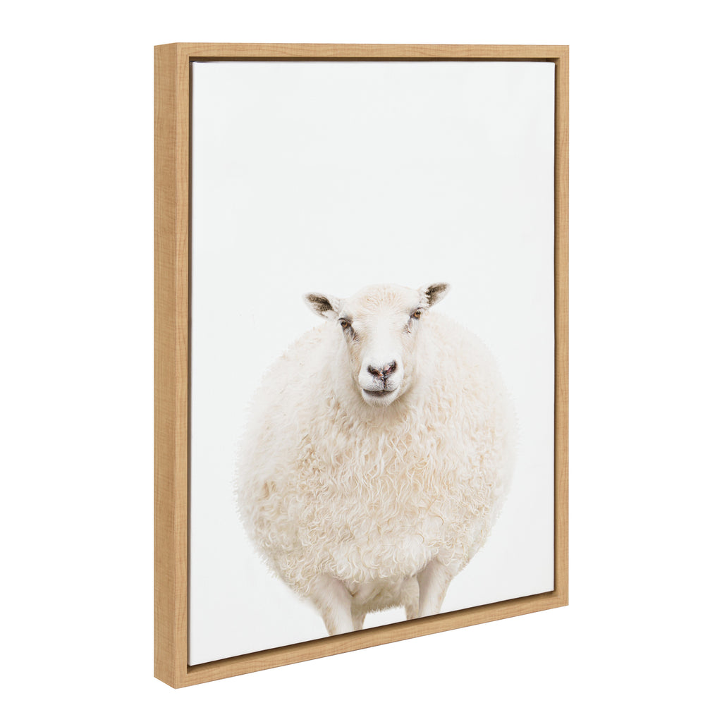 Kate and Laurel Sylvie Round Sheep Portrait Framed Canvas Wall Art