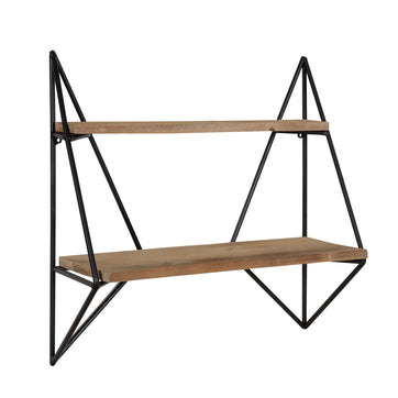 Melita 2 Tier Wood and Metal Wall Shelf