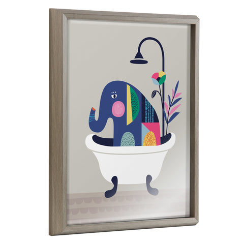 Blake Mid Century Modern Elephant in the Tub Framed Printed Glass by Rachel Lee of My Dream Wall