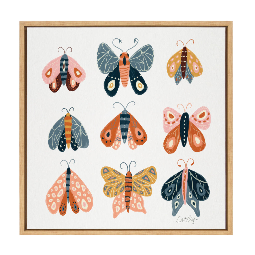 Kate and Laurel Sylvie Yellow Moth Specimens Framed Canvas Wall Art by Cat  Coquillette, 24x24 Natural, Whimsical Nature Art for Wall – kateandlaurel