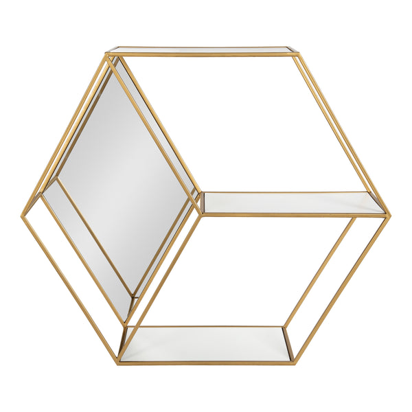 Kate and Laurel Lintz Modern Hexagon Floating Wall Shelves with Mirror ...